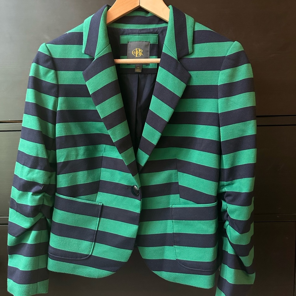 Green and Navy Striped Blazer